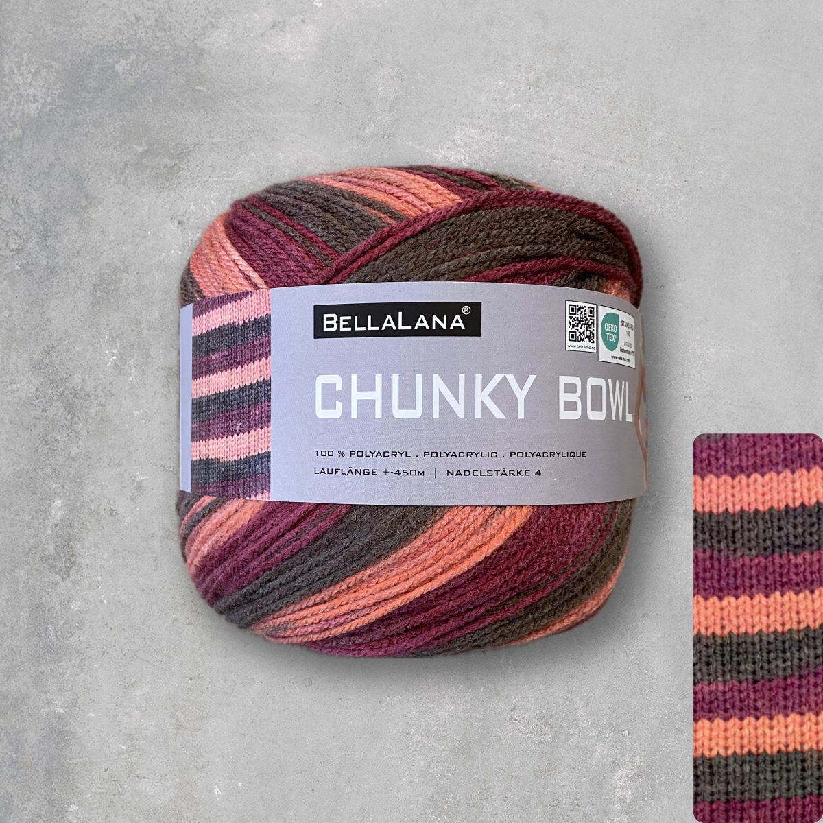 Strick-Set CHUNKY BOWL Streifen-Cardigan mit Bändchen (inkl. Strickanleitung)
