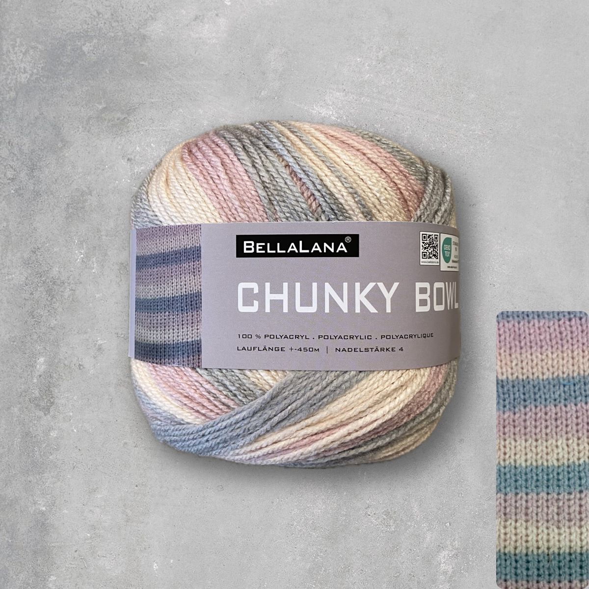 Strick-Set CHUNKY BOWL Streifen-Cardigan mit Bändchen (inkl. Strickanleitung)