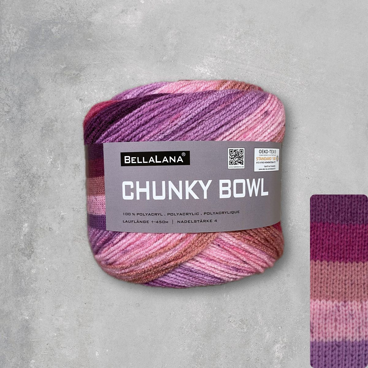 Strick-Set CHUNKY BOWL Streifen-Cardigan mit Bändchen (inkl. Strickanleitung)