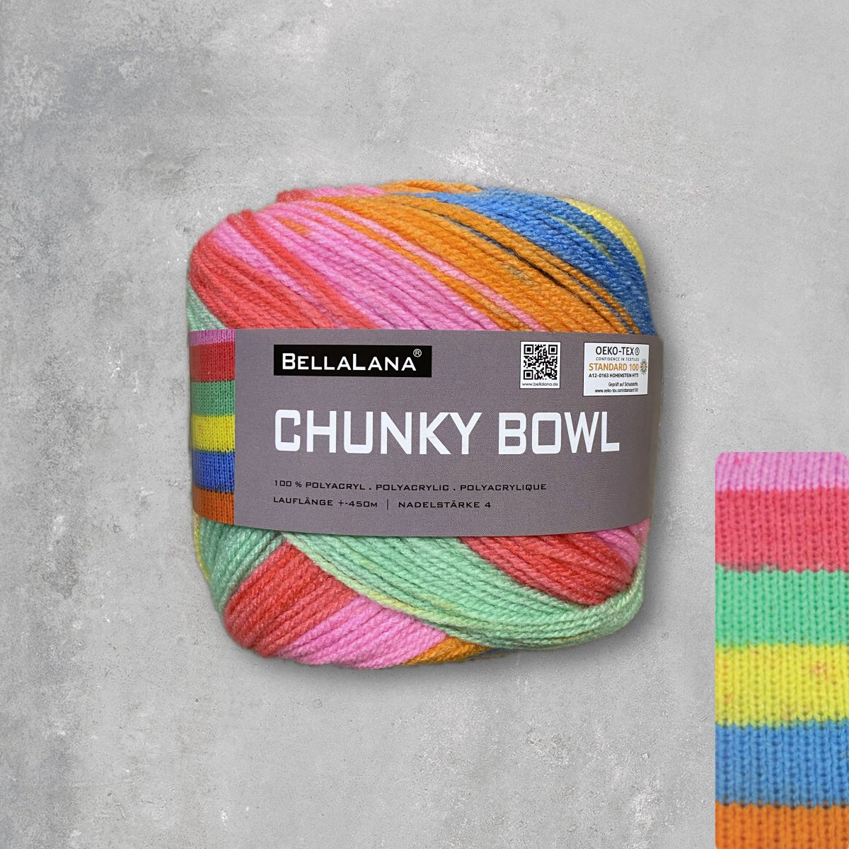 Strick-Set CHUNKY BOWL Streifen-Cardigan mit Bändchen (inkl. Strickanleitung)
