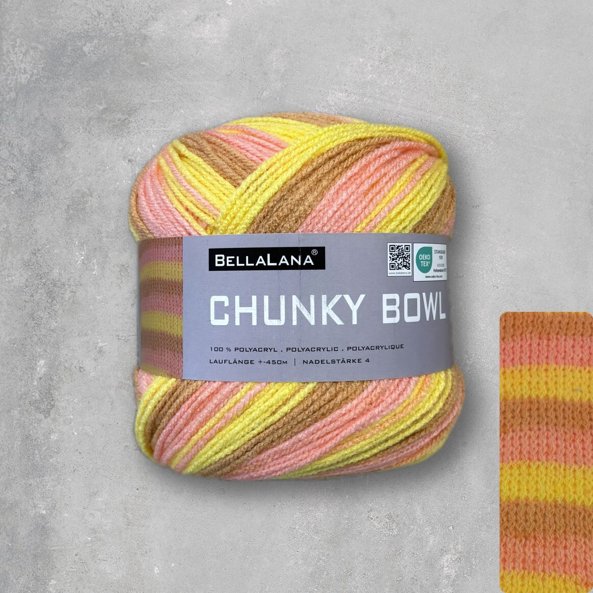 Strick-Set CHUNKY BOWL Streifen-Cardigan mit Bändchen (inkl. Strickanleitung)