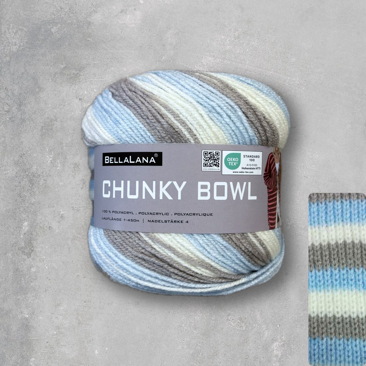 Strick-Set CHUNKY BOWL Streifen-Cardigan mit Bändchen (inkl. Strickanleitung)