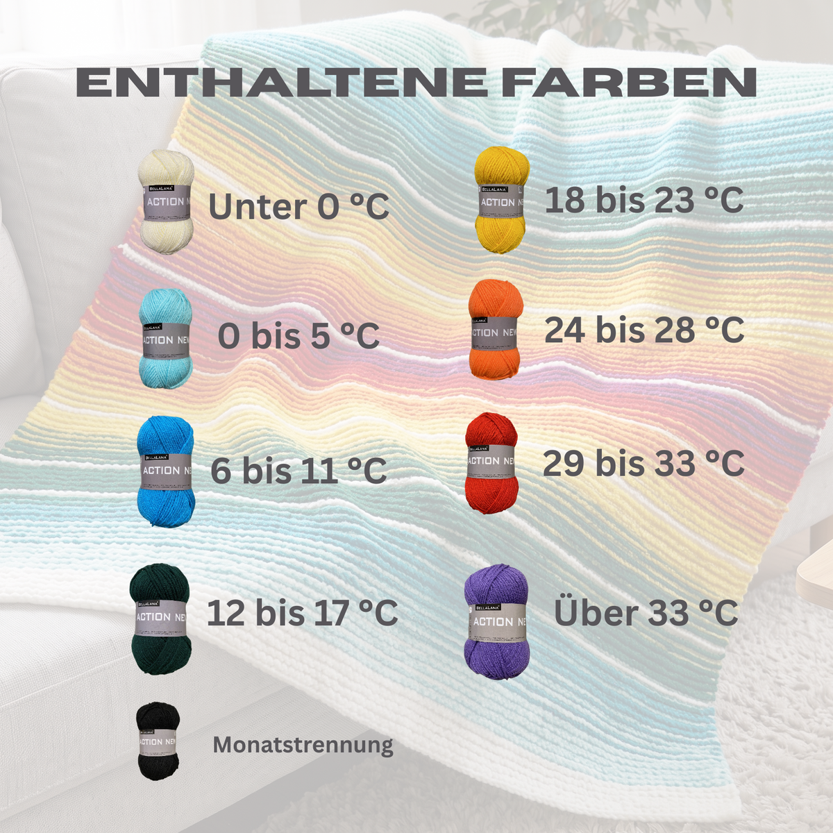 Strick-Set Anfänger Temperaturdecke (inkl. Strickanleitung & allen Farben)