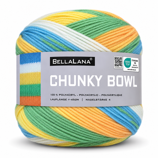 Strick-Set CHUNKY BOWL Streifen-Cardigan mit BĂ€ndchen (inkl. Strickanleitung)