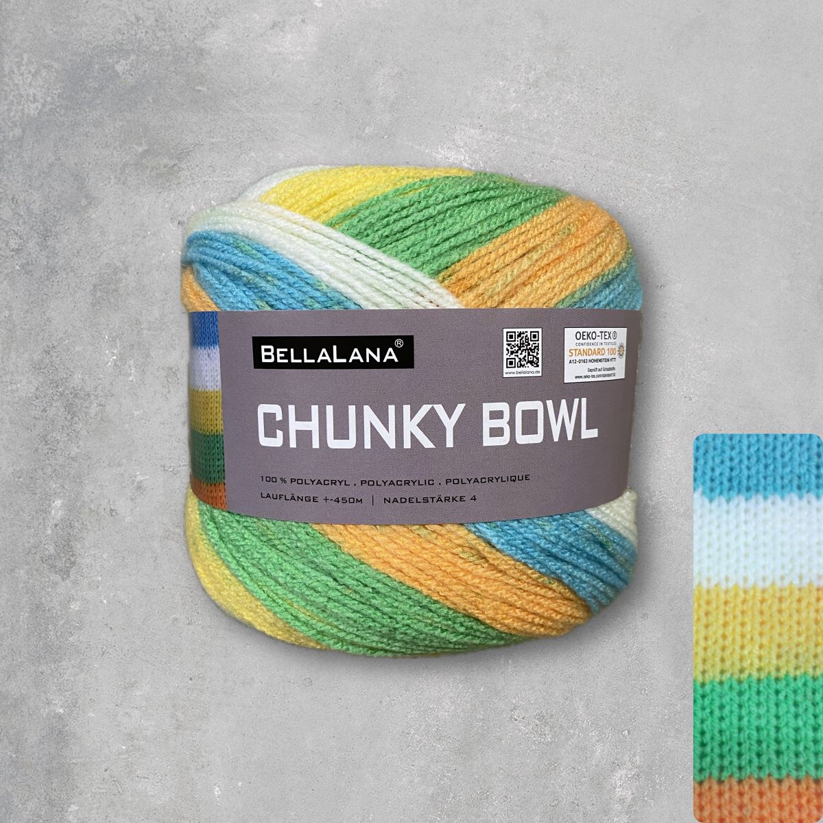 Strick-Set CHUNKY BOWL Streifen-Cardigan mit Bändchen (inkl. Strickanleitung)