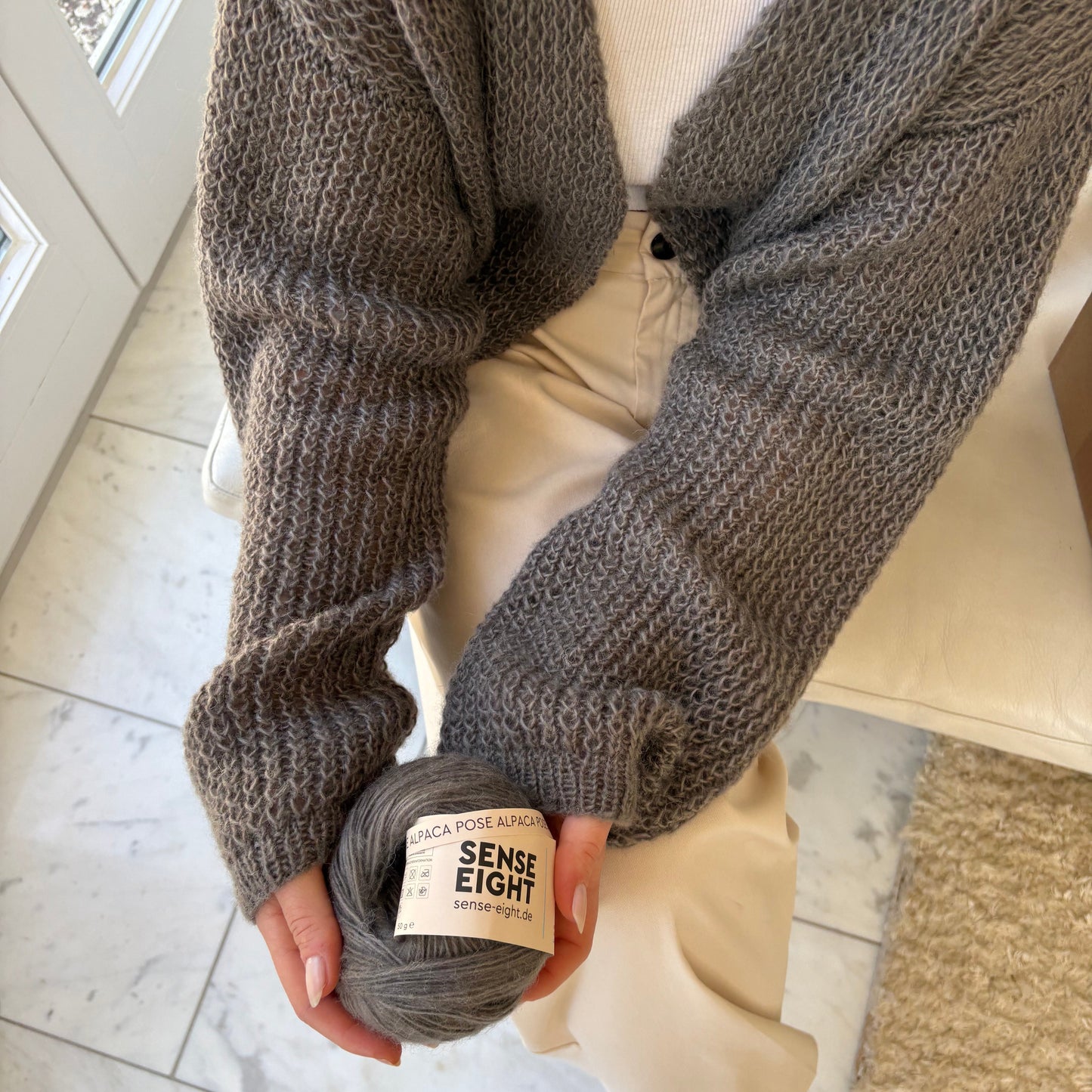 Strick-Set ALPACA POSE lockerer Cardigan (inkl. Strickanleitung)
