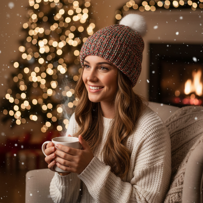 Strick-Set Weihnachtsmütze mit Glanzfaden  (inkl. Anleitung)
