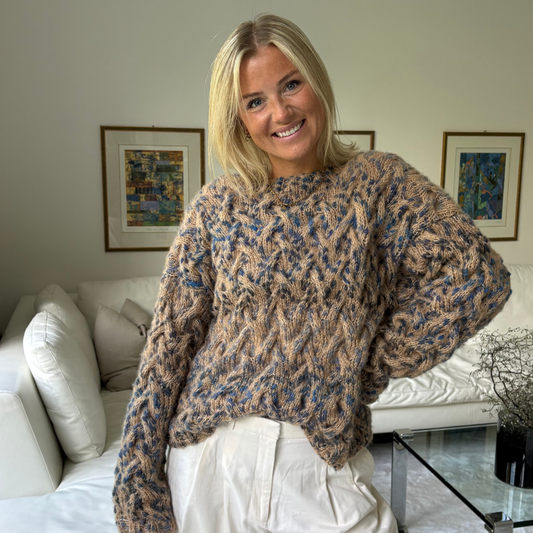 Strick-Set ALPACA Leopard Zopf-Pullover (inkl. Strickanleitung)