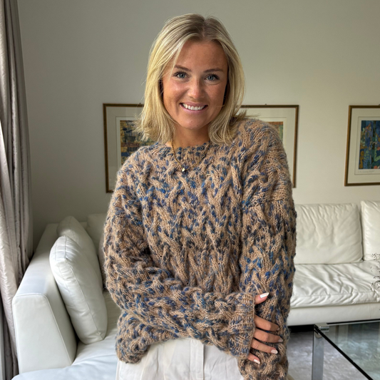 Strick-Set ALPACA Leopard Zopf-Pullover (inkl. Strickanleitung)