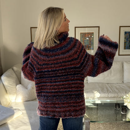 Strick-Set BULKY Bouclé Rollkragenpullover (inkl. Strickanleitung)