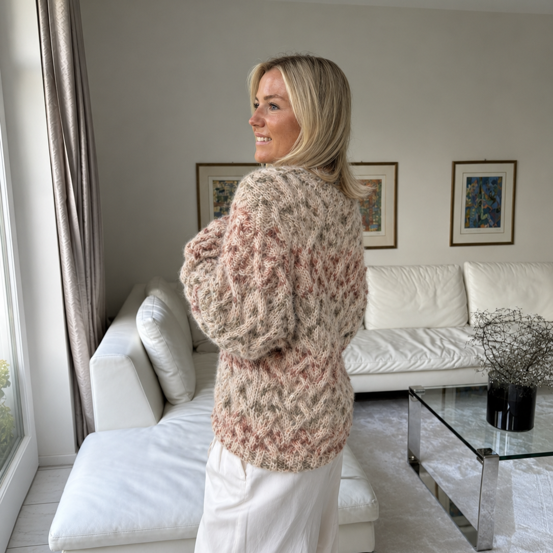 Strick-Set ALPACA Leopard Zopf-Pullover (inkl. Strickanleitung)