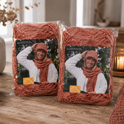 Special-Set CHENILLE Schal + Hut (inkl. Strick-/Häkelanleitung)
