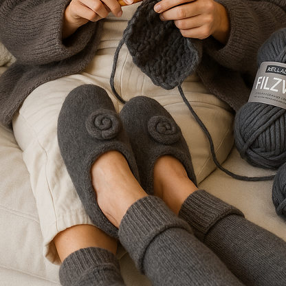 Strick-Set FILZWOLLE kuschelige Hausschuhe (inkl. Strick- & Filzanleitung)