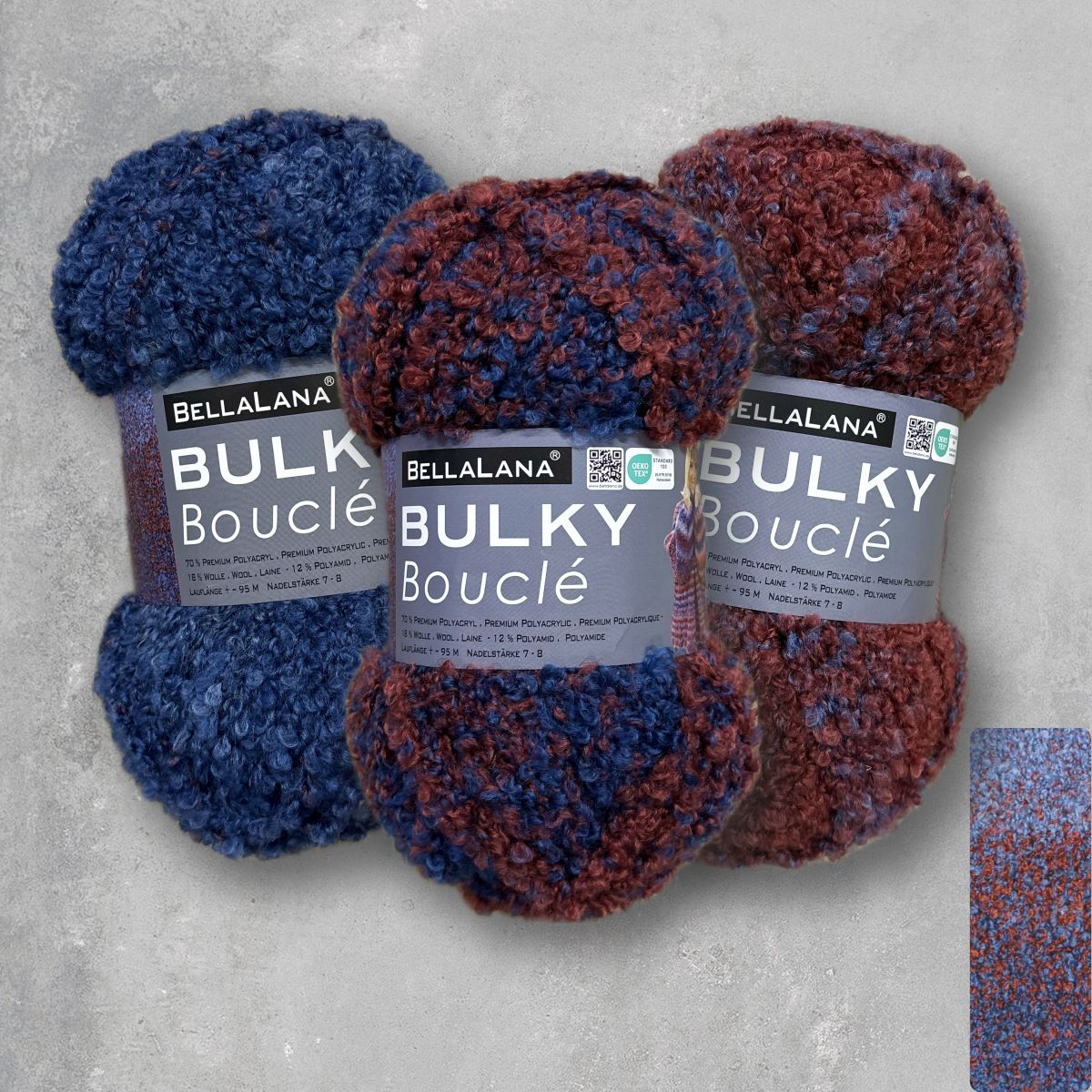 Strick-Set BULKY Bouclé Rollkragenpullover (inkl. Strickanleitung)