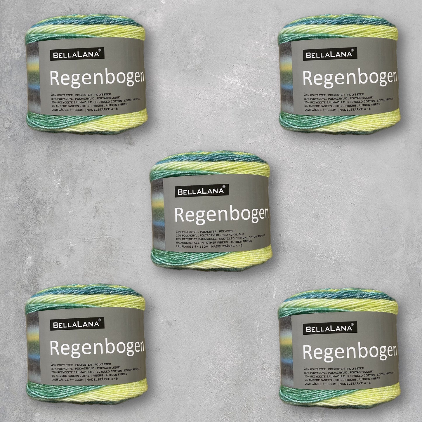 Wollpaket REGENBOGEN 5x 150gr. (zum Vorteilspreis)