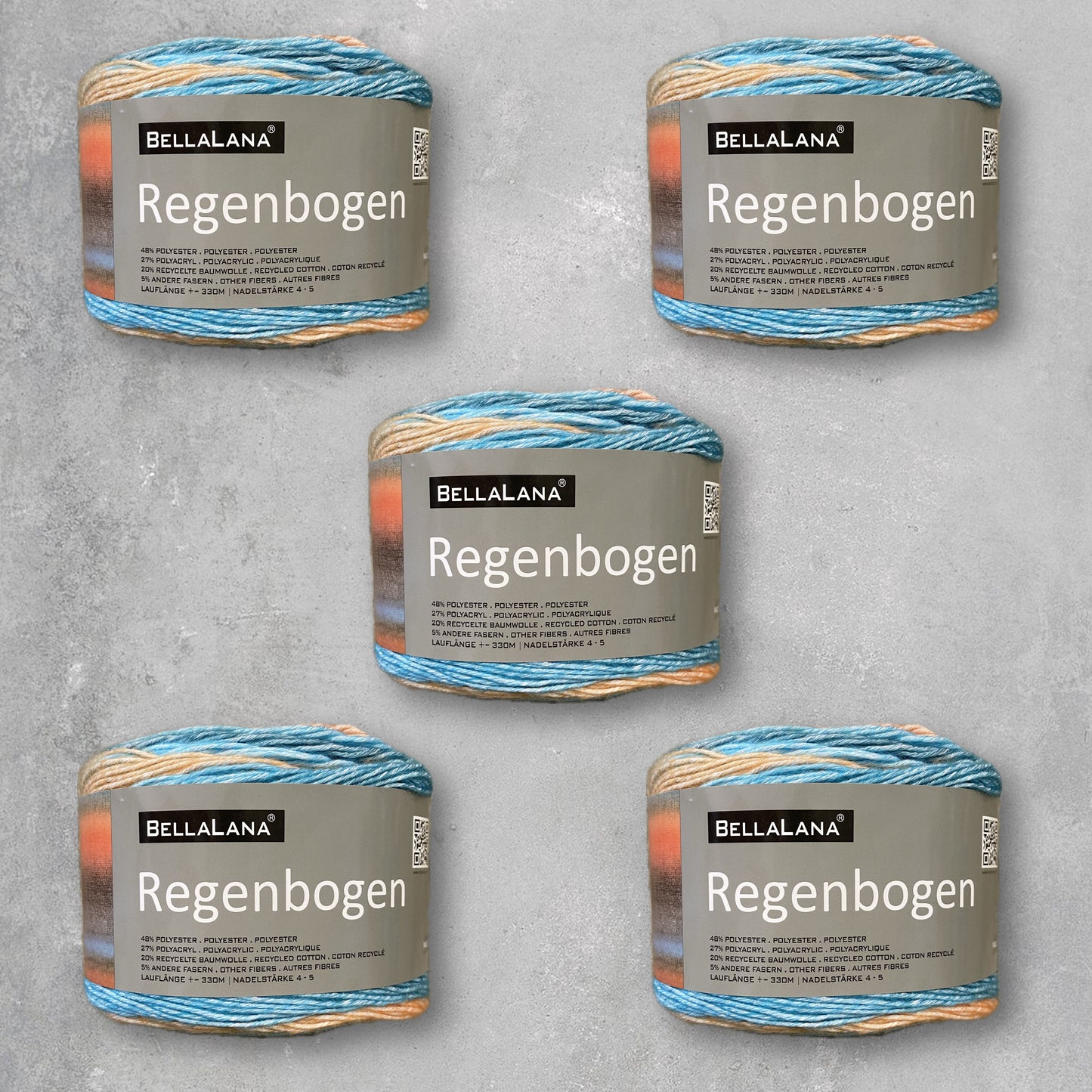 Wollpaket REGENBOGEN 5x 150gr. (zum Vorteilspreis)