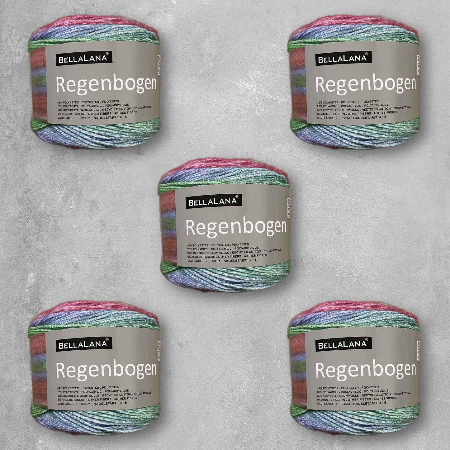 Wollpaket REGENBOGEN 5x 150gr. (zum Vorteilspreis)