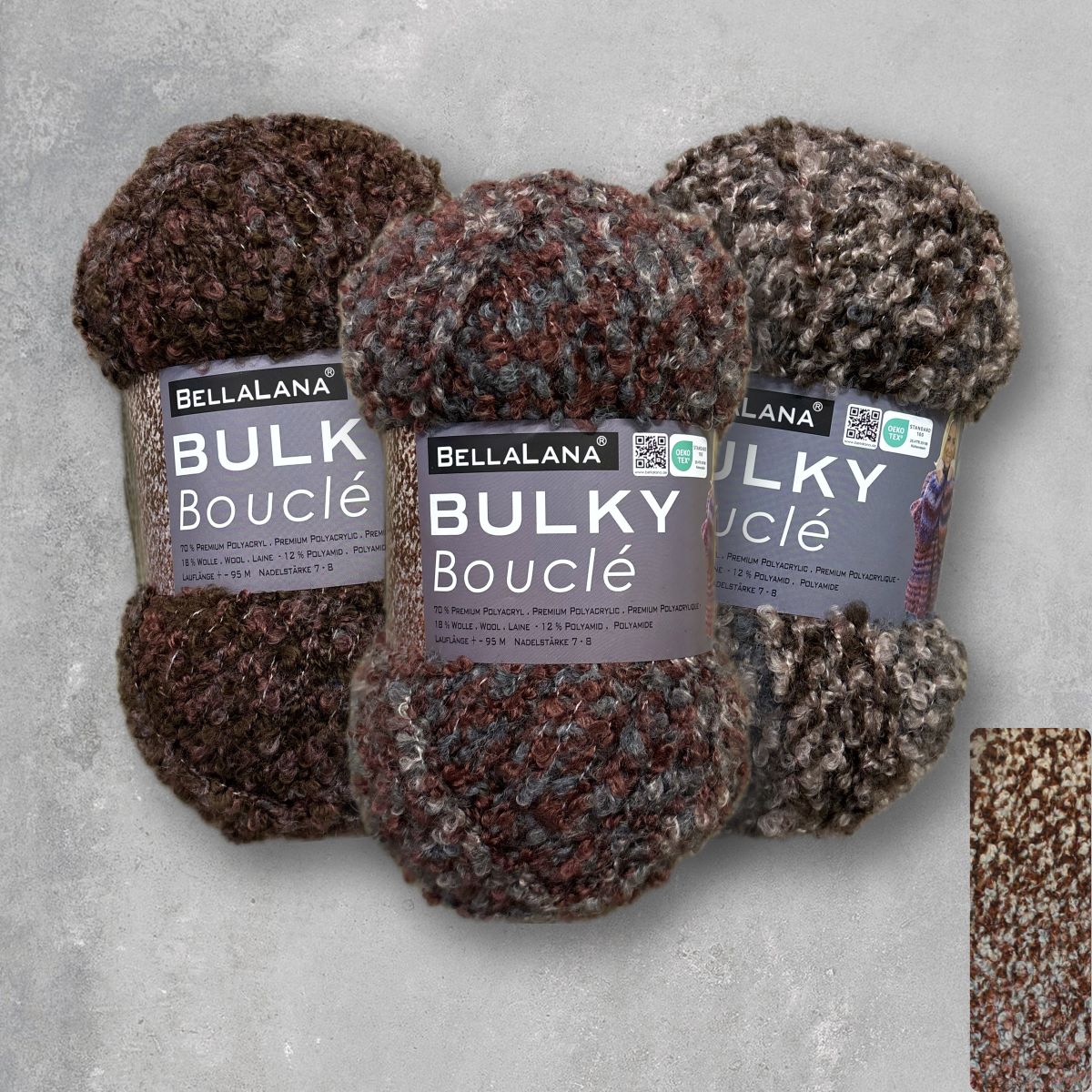 Strick-Set BULKY Bouclé Rollkragenpullover (inkl. Strickanleitung)