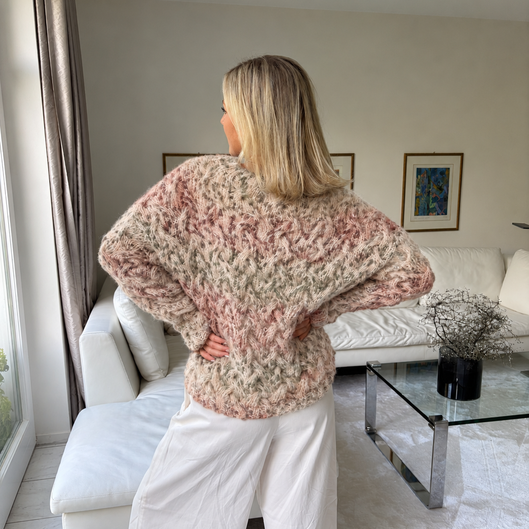 Strick-Set ALPACA Leopard Zopf-Pullover (inkl. Strickanleitung)