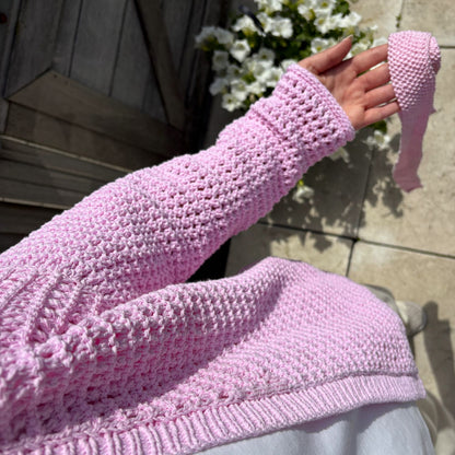 Häkel-Set BIOLANA luftiger Cardigan mit Ziergürtel (inkl. Strickanleitung)