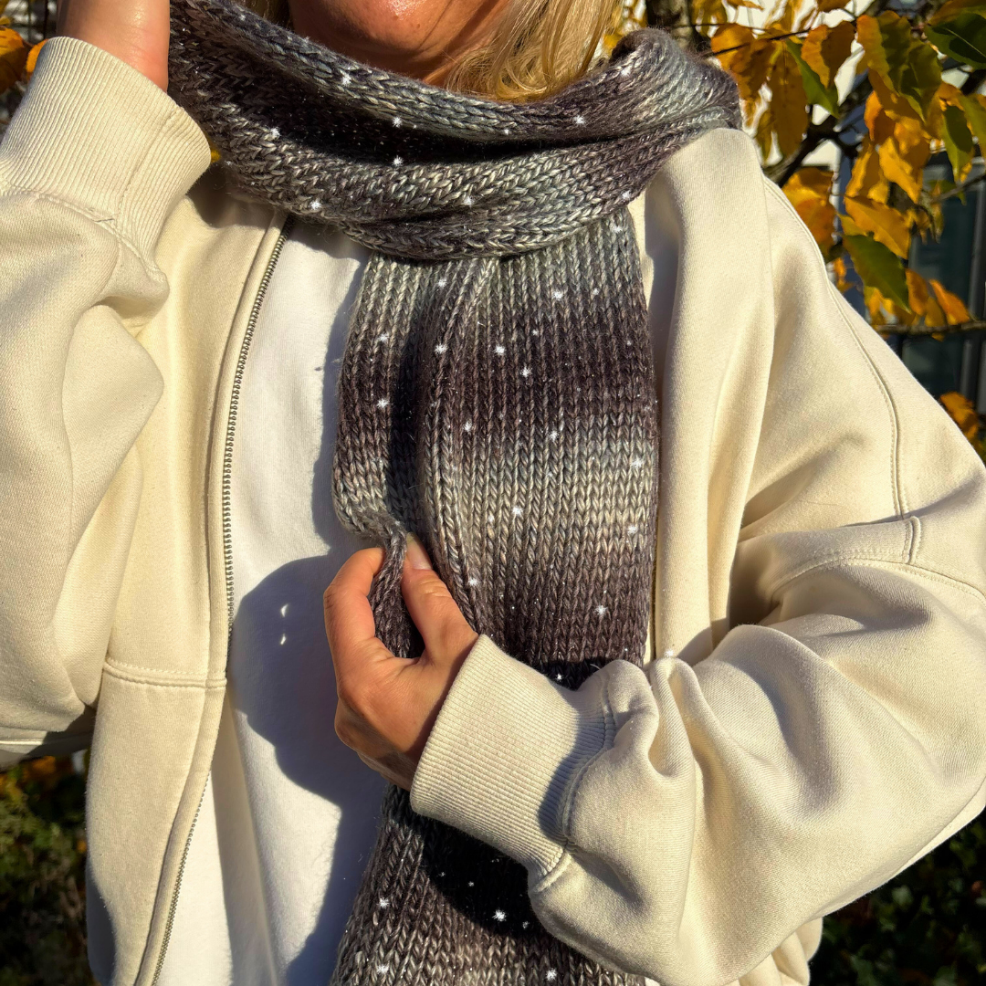 Strick-Set Anfänger DIAMANT Glitzer-Schal (inkl. Strickanleitung)