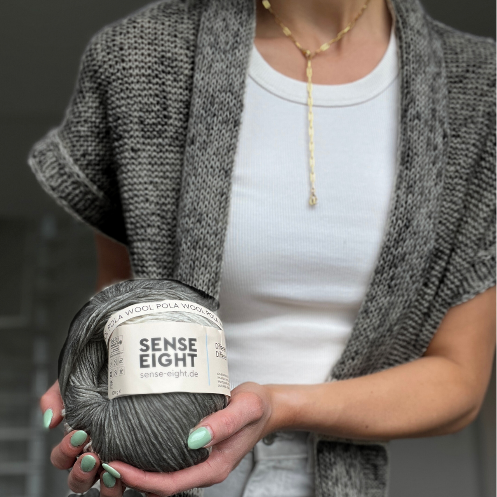 Strick-Set POLA WOOL Long Cardigan kurzarm (inkl. Strickanleitung)