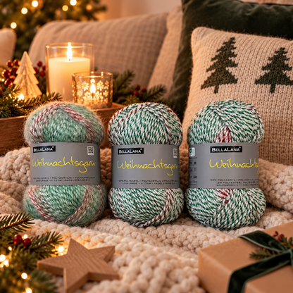 Strick-Set Weihnachtsschal mit Glanzfaden (inkl. Anleitung)