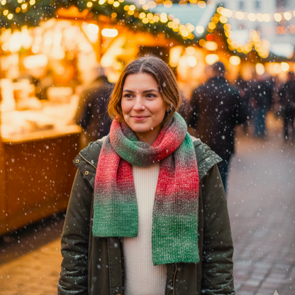 Strick-Set Weihnachtsschal mit Glanzfaden (inkl. Anleitung)