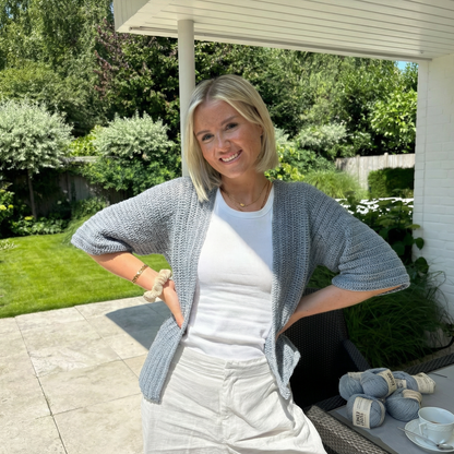 Häkel-Set BAMBOO Cardigan eisgrau mit Kimono-Ärmeln (inkl. Häkelanleitung)